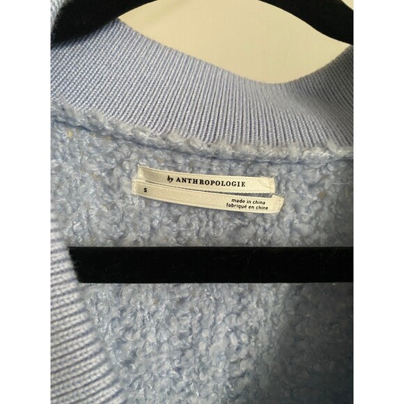 By Anthropologie Zip-Up Brushed Fuzzy Sweater Cardigan Sky Blue Size Small EUC - Picture 5 of 12